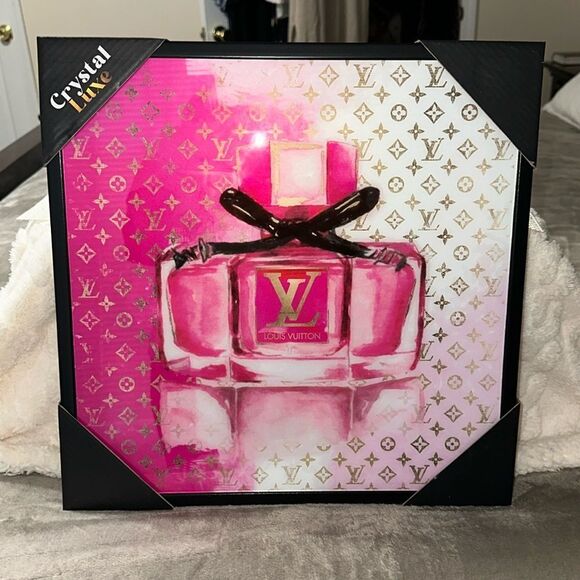 Crystal Luxe Designer Perfume Luis Vuitton Print Pictured Drawing Art Room Decor - Picture 2 of 8